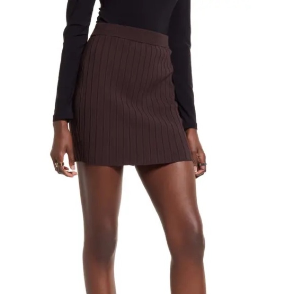 Brown ribbed knit mini skirt size xxs